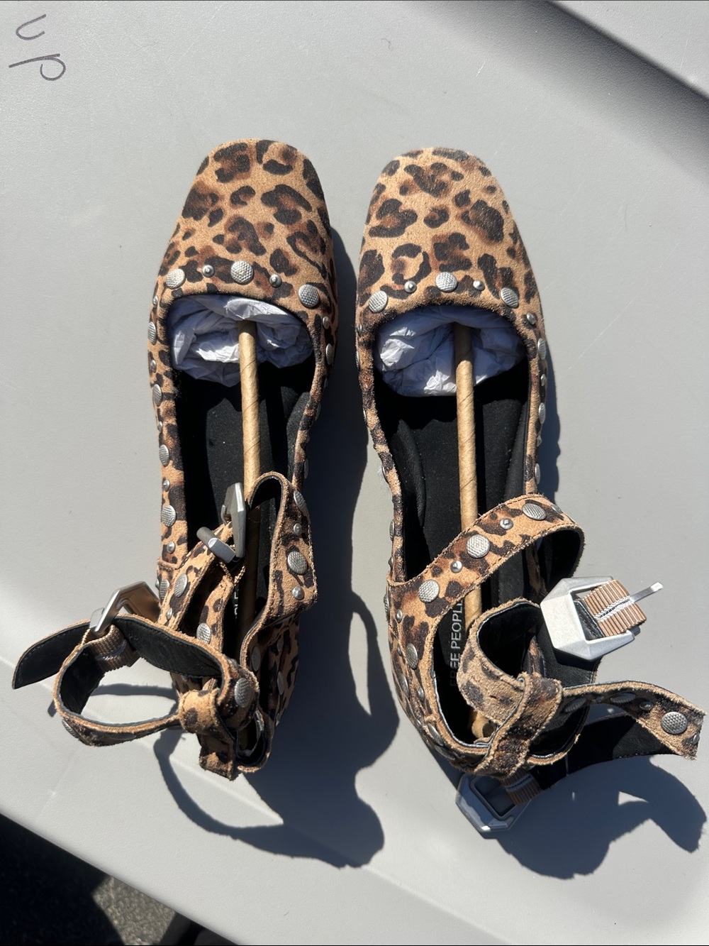Free People Leopard Print Studded Mary Jane Flats - Brown